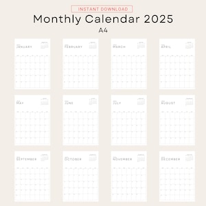 2025 Planner 2025 Monthly Calendar With Next Month Minimal Vertical ...