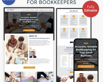 Website Template for Bookkeeper Website with Canva Tax Preparer Webpage Accountant Professional Editable DIY Website Bookkeeping Services