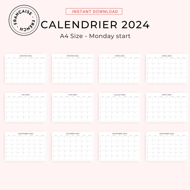 2024 2025 Calendrier Français 2024 2025 French Calendar 2 Years Monthly