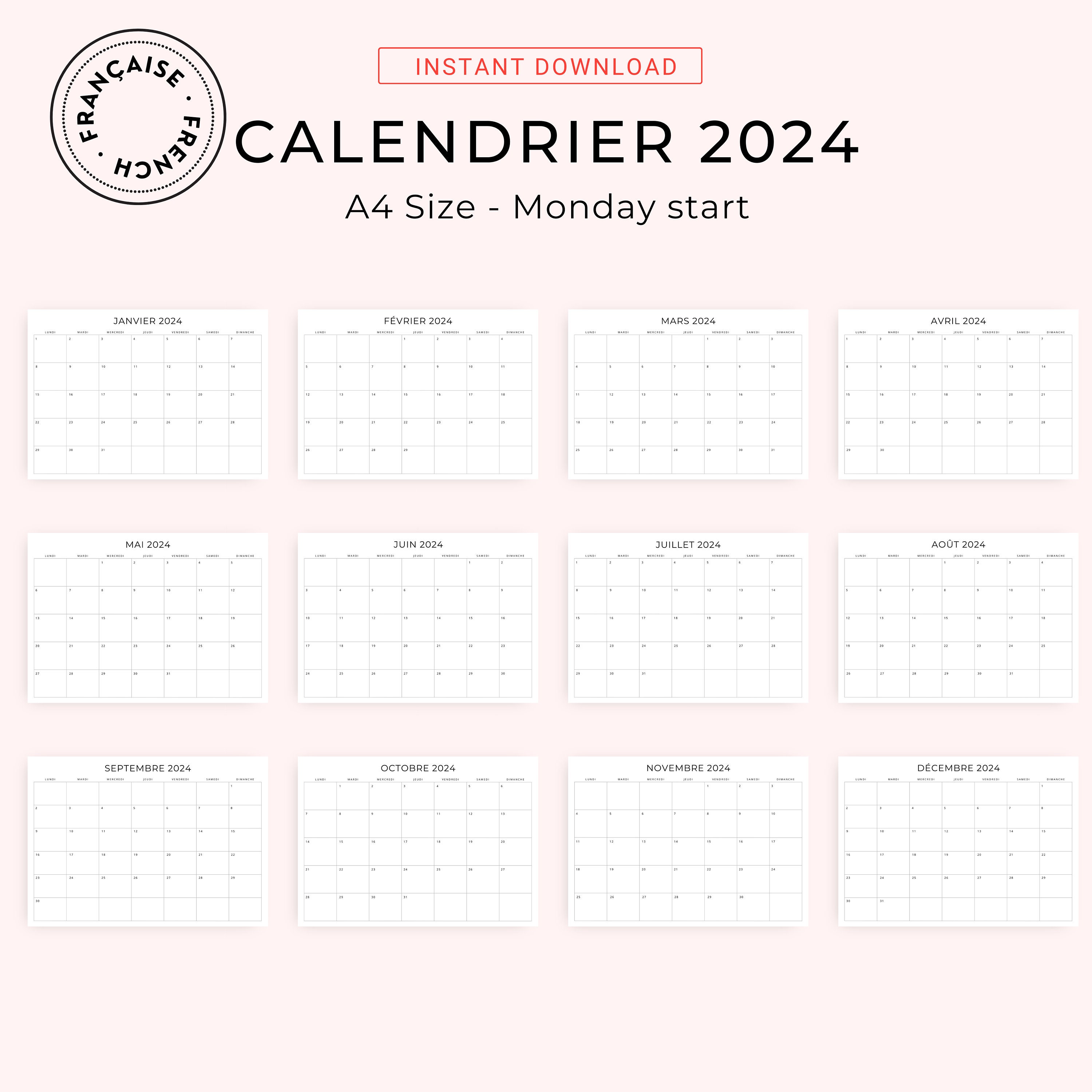 2024 2025 Calendrier Français 2024 2025 French Calendar 2 Etsy Australia