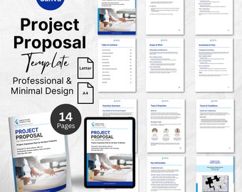 Editable Project Proposal Template Business Service Proposal Template MINIMAL Proposal Writing Template Pitch Canva Template Service Bidding