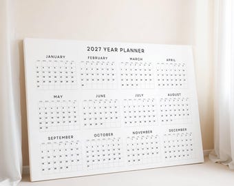2027 Year Planner Poster Size 2027 Wall Calendar Large Minimalist Yearly Planner Landscape Big Printable PDF 11x17 18x24 24x36 A1 A2 A3