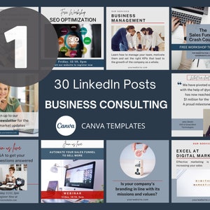 BUNDLE Business Consulting LinkedIn Canva Templates Business Consultant LinkedIn Engagement Post Carousel Post Business LinkedIn Template