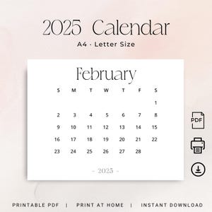 2025 Wall Calendar 2025 Calendar Monthly Poster 2025 Office Calendar PRINTABLE Stylish Kitchen Calendar A4 Letter Planner Insert Download