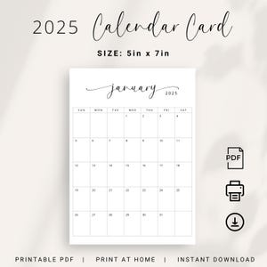 5x7 Inch 2025 Calendar Small Planner 2025 PRINTABLE Desk Calendar ...