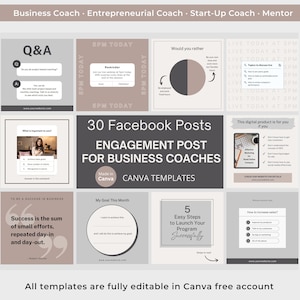 30 Facebook Post For Coach Engagement Post for Business Coaches Canva Templates Business Consultant Facebook Group Post Business Tips Post