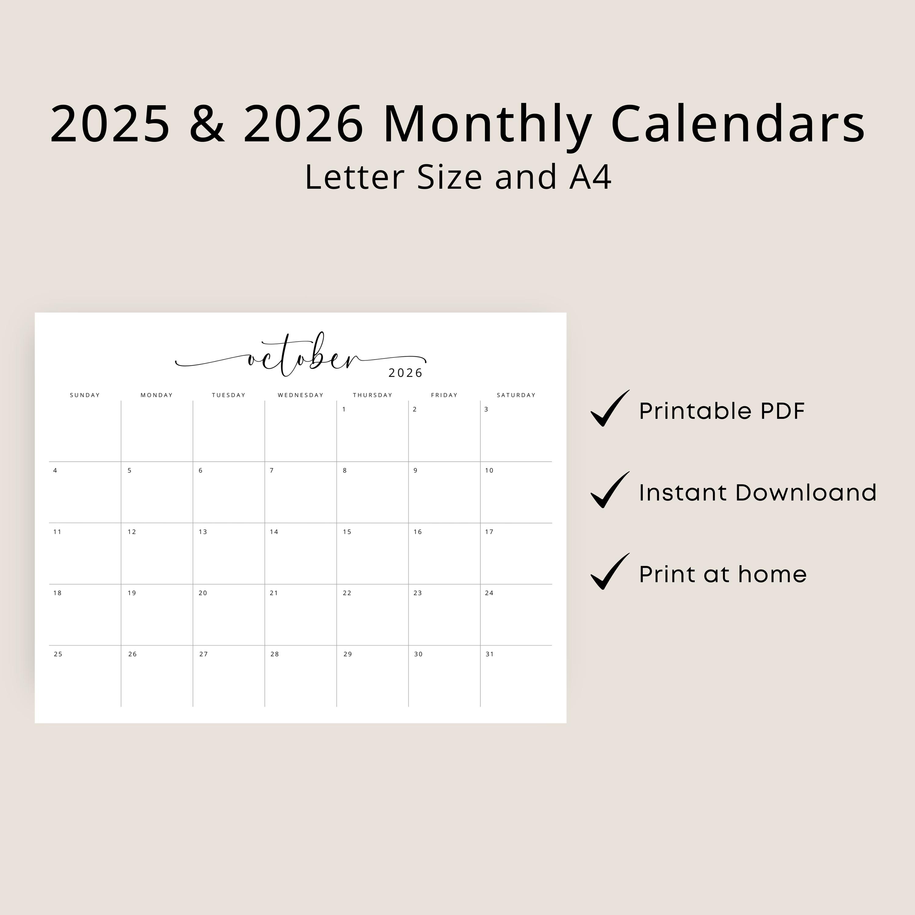 Calendario de pared 2025-2026, Calendario mensual de 16 meses desde Calendario de pared 2025-2026, Calendario mensual de 16 meses desde