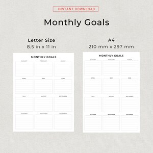 Printable Monthly Goals Planner Monthly Goal Progress Tracker Simple Goal Setting Worksheet Goal Sheets PDF Goal Planner A4 Letter Size