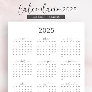 Calendario 2025 Español Calendario 2025 Calendario en Español 2025 Imprimible Calendario Español Imprimible A3 A4 Carta Domingo & Lunes Inicio