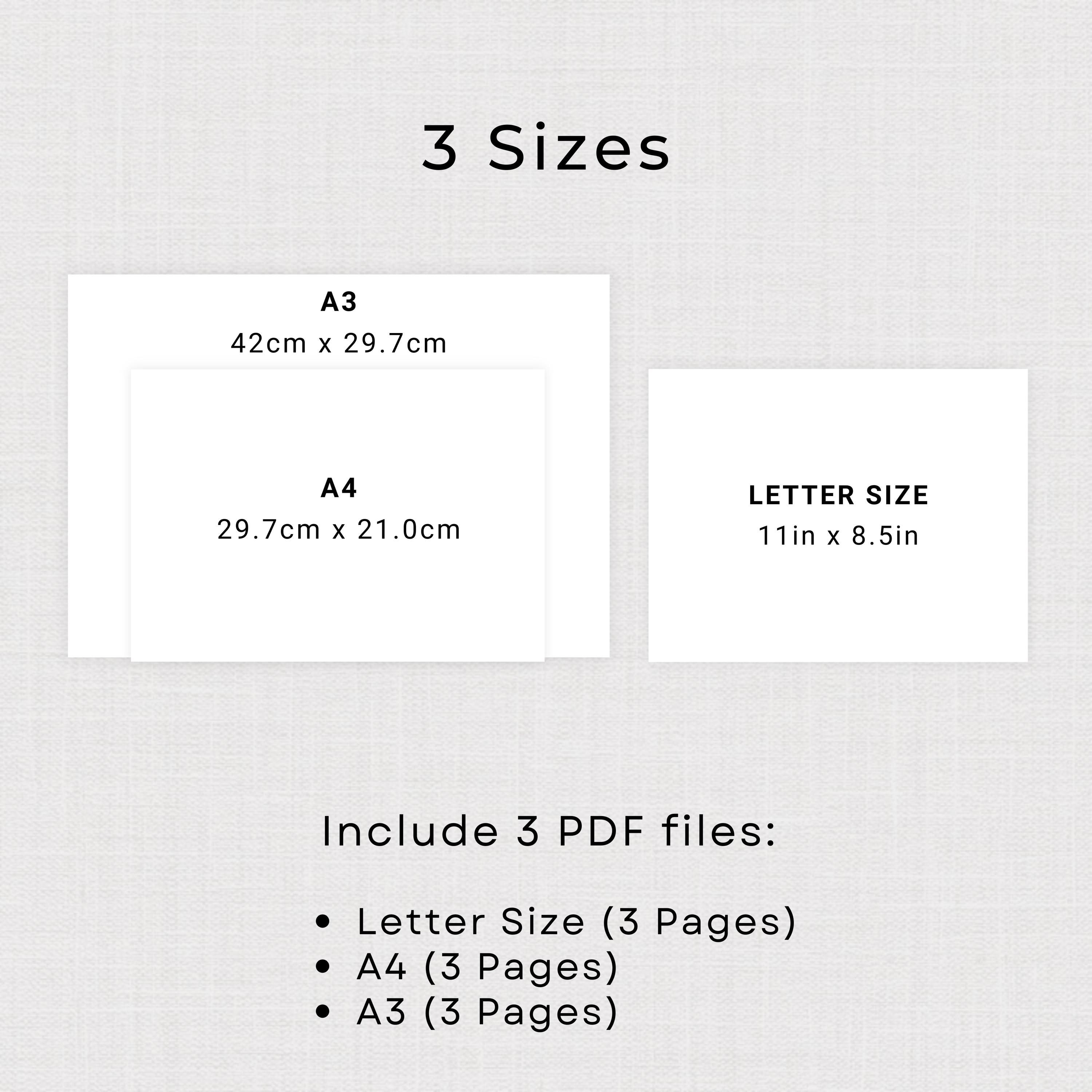 A3 Note Sheets Weekly Planner Printable PDF Undated Planner Landscape Soft Minimalist ...