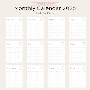 2026 Calendar Vertical 2026 Monthly Planner With Next Month PRINTABLE ...