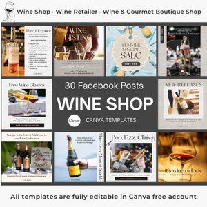 30 Facebook Wine Shop Canva Templates Wine Retailer Facebook Post Winery Wine Business Facebook Group Template Wine Marketing Wine Promotion