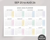Academic Year 2025 2026 Wall Planner Large Sep 2025 to Aug 2026 Yearly Planner Landscape Pastel Teacher Wall Calendar Printable PDF 6 Sizes