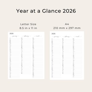 2026 Yearly Planner 2026 Year at a Glance Calendar 3 Months Per Page 2026 Yearly Overview Calendar Portrait Elegant PRINTABLE PDF Download