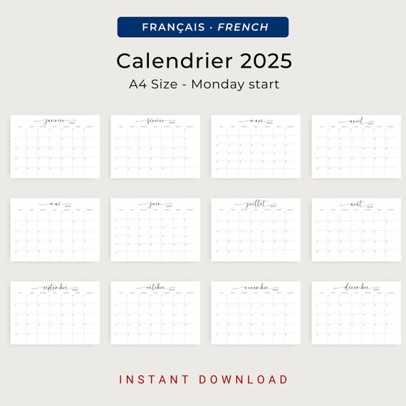 Calendriers et agendas imprimables Janvier 2024 A4, A3 vers PDF et