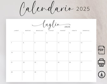 2025 Calendario in Italiano 2025 Calendario Stampabile 2025 Agenda Italian Calendar 2025 Monthly Planner in Italian PRINTABLE PDF A4 Letter