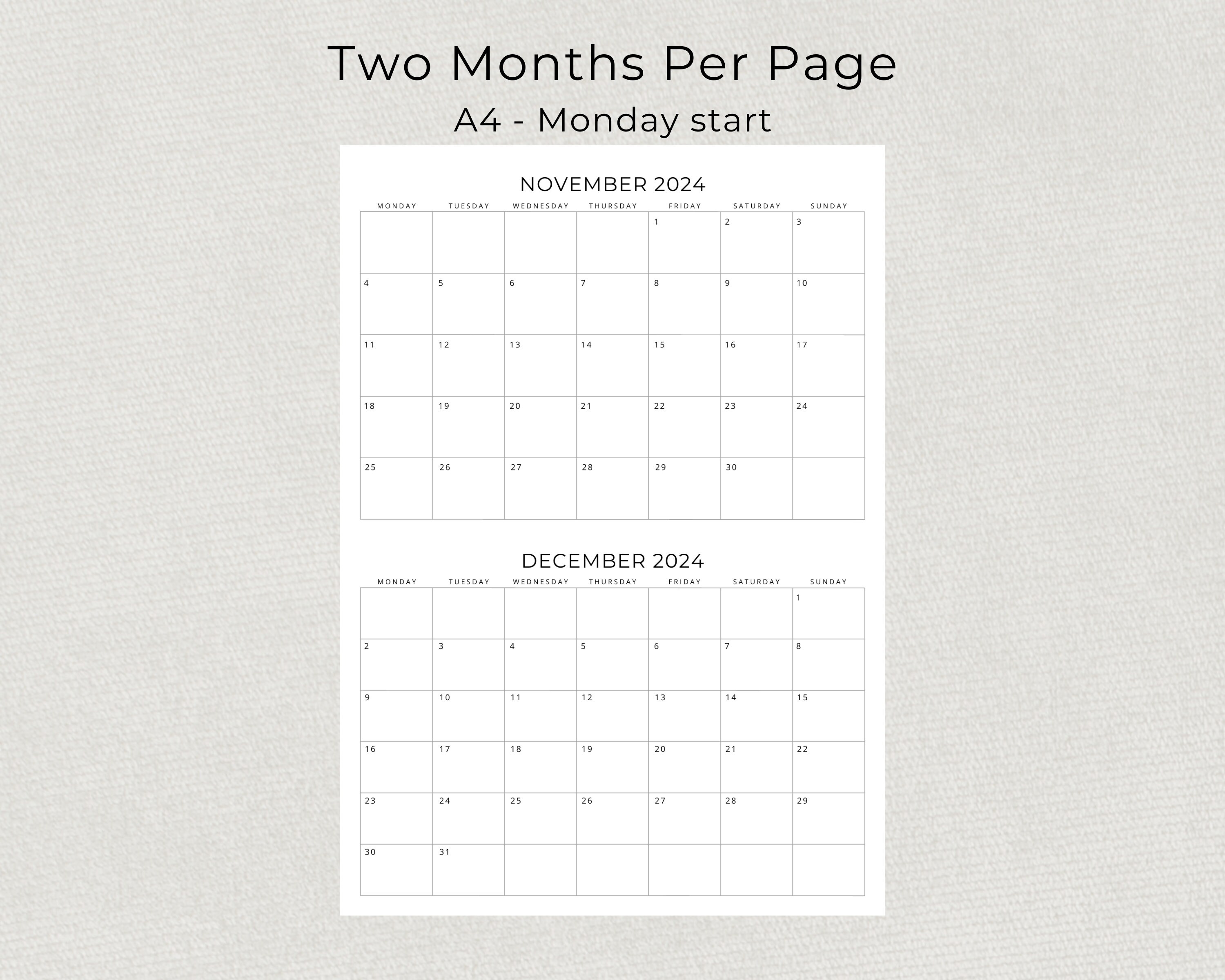 2024 2 Month Calendar 2024 Planner Calendar Wall Calendar 2 Months Per