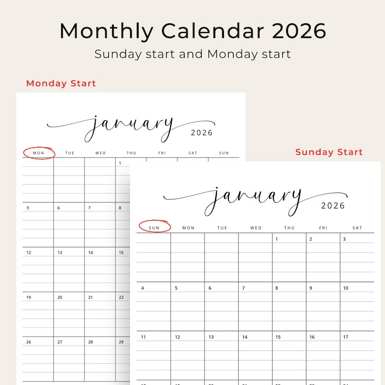 2026 Planner With Lines 2026 Monthly Calendar 2026 Lined Block ...