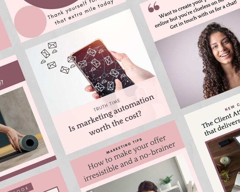 30 Pink Business Coach & Course Creator Instagram Post Canva Template ...