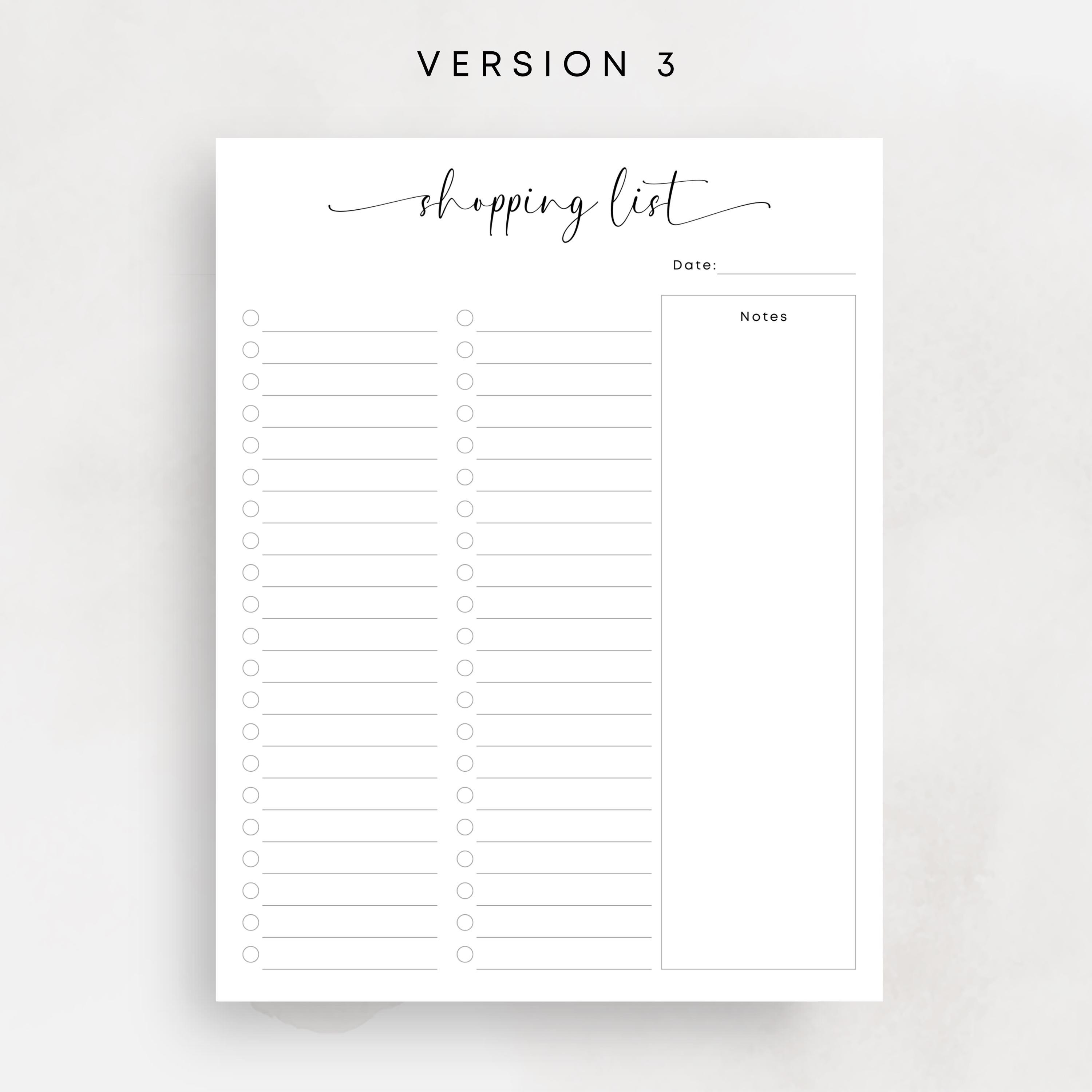 Printable Shopping List to Buy List Minimal Item Checklist Minimalist ...