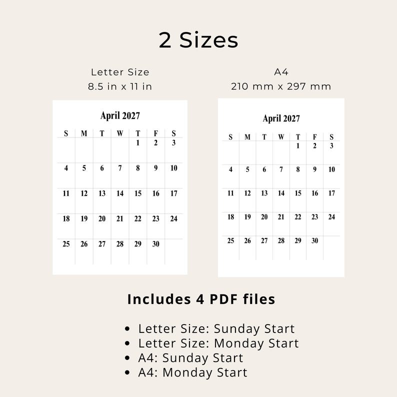 2027 Monthly Calendar Portrait 2027 Wall Calendar Classy 2027 Planner