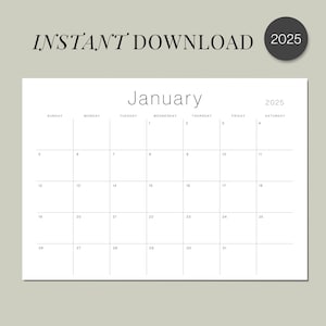 2025 Monthly Calendar 2025 Planner Landscape Classy Desk Planner 2025 Minimalist Wall Calendar PRINTABLE PDF A4 Letter Size Instant Download