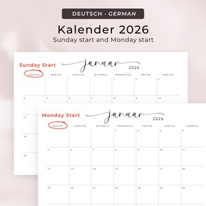 Kalender 2026 Kalender Deutsch Instant Download Printable 2026 Calendar in German PDF 2026 Desk Planner German A3 A4 Germany Wall Calendar