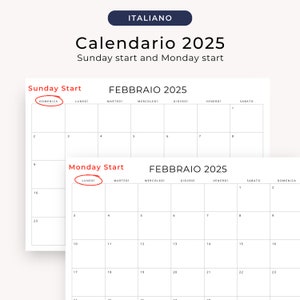 2025 Calendario 2025 Calendario in Italiano 2025 Stampabile Italian Calendar 2025 PDF Monthly Planner in Italian Monthly Calendar PRINTABLE