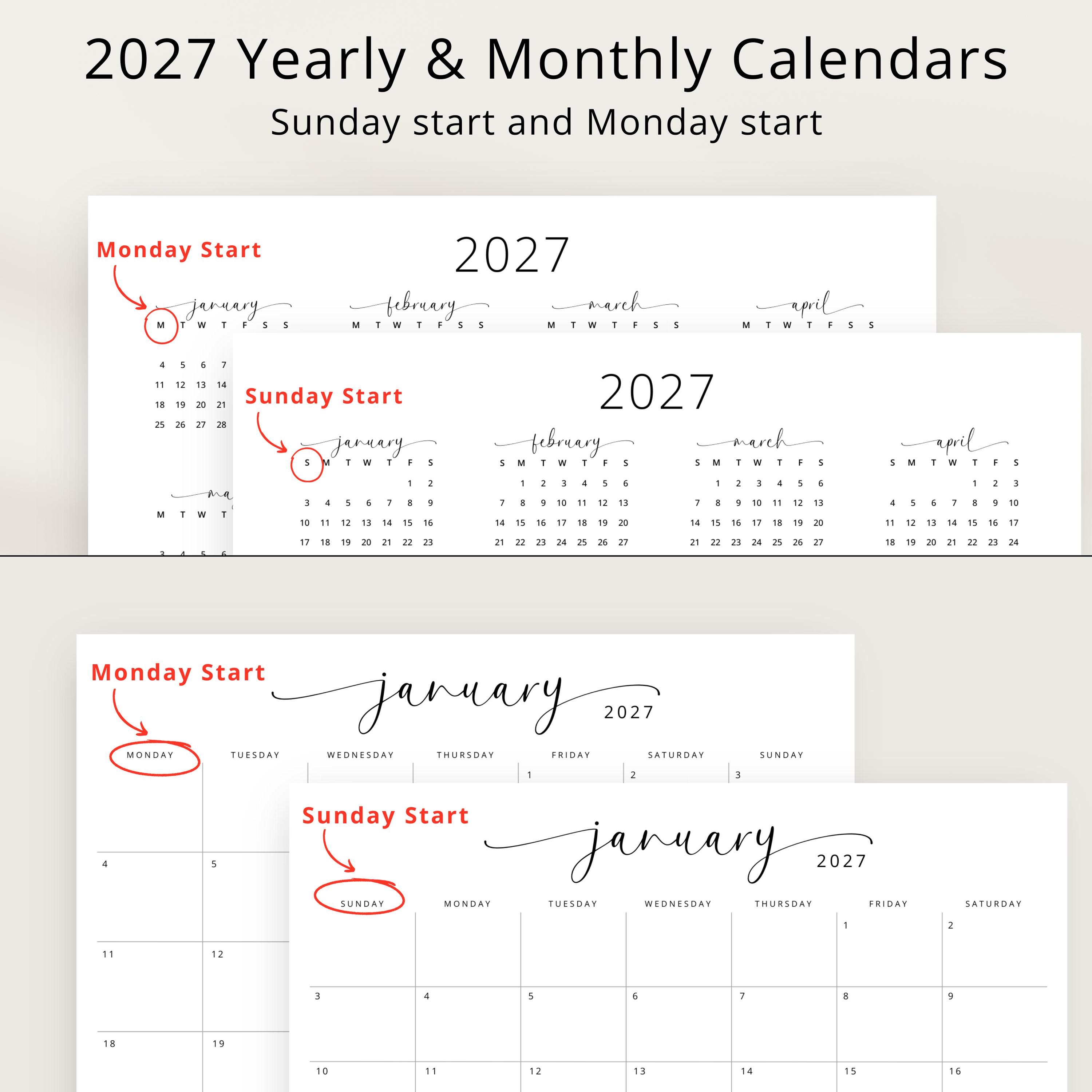 2027 BUNDLE Calendar & Planner 2027 Monthly Planner Wall Calendar to Do