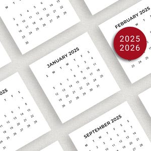 2025 2026 Mini Calendar Minimalist 3x3 inch 2025-2026 Small Calendar Square Desk Calendar Planner Insert Printable Bullet Journal Insert PDF