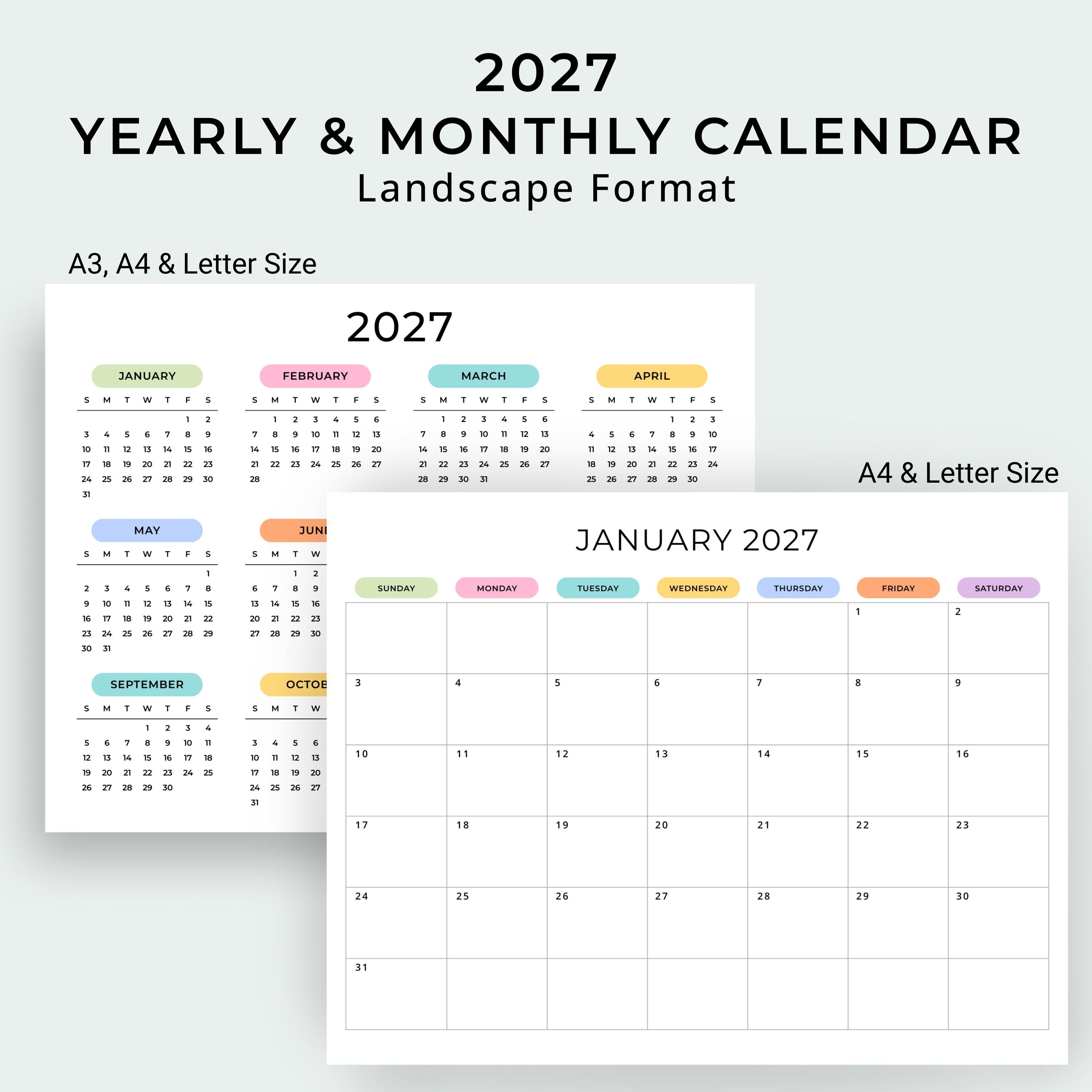 2027 Planner Bundle Printable Calendar & Planner Pack 2027 Yearly