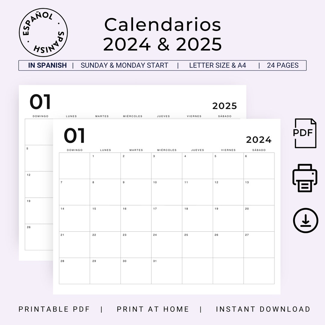 Calendarios 2024 2025 Calendario En Español 2024 2025 Calendar in