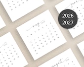 2026 2027 Mini Calendar 3x3 Inch 2026-2027 Small Calendar Pocket Calendar Elegant Printable DIY Calendar Planner PDF Sunday & Monday Start