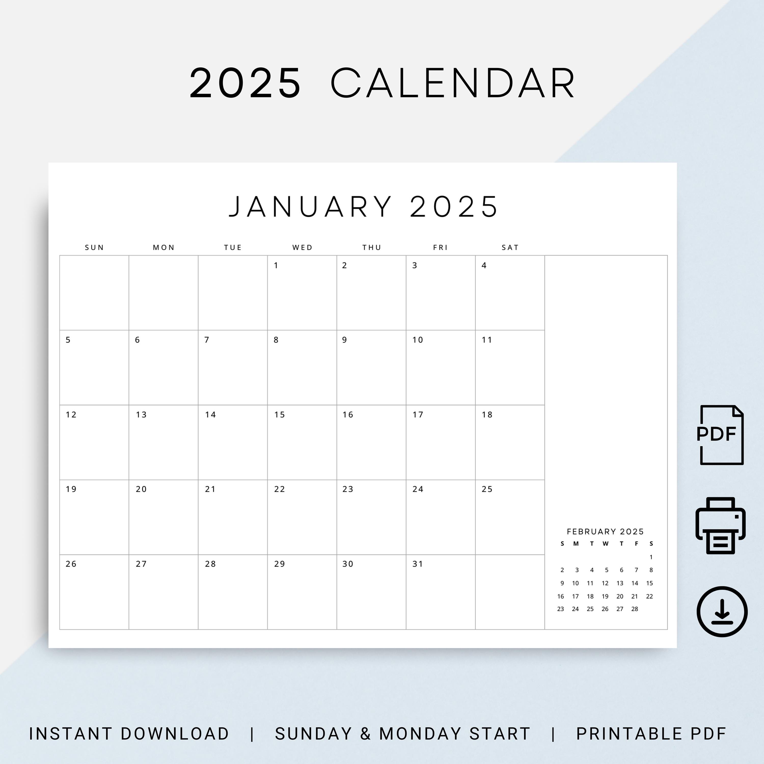 2025 Calendar With Next Month 2025 Monthly Planner