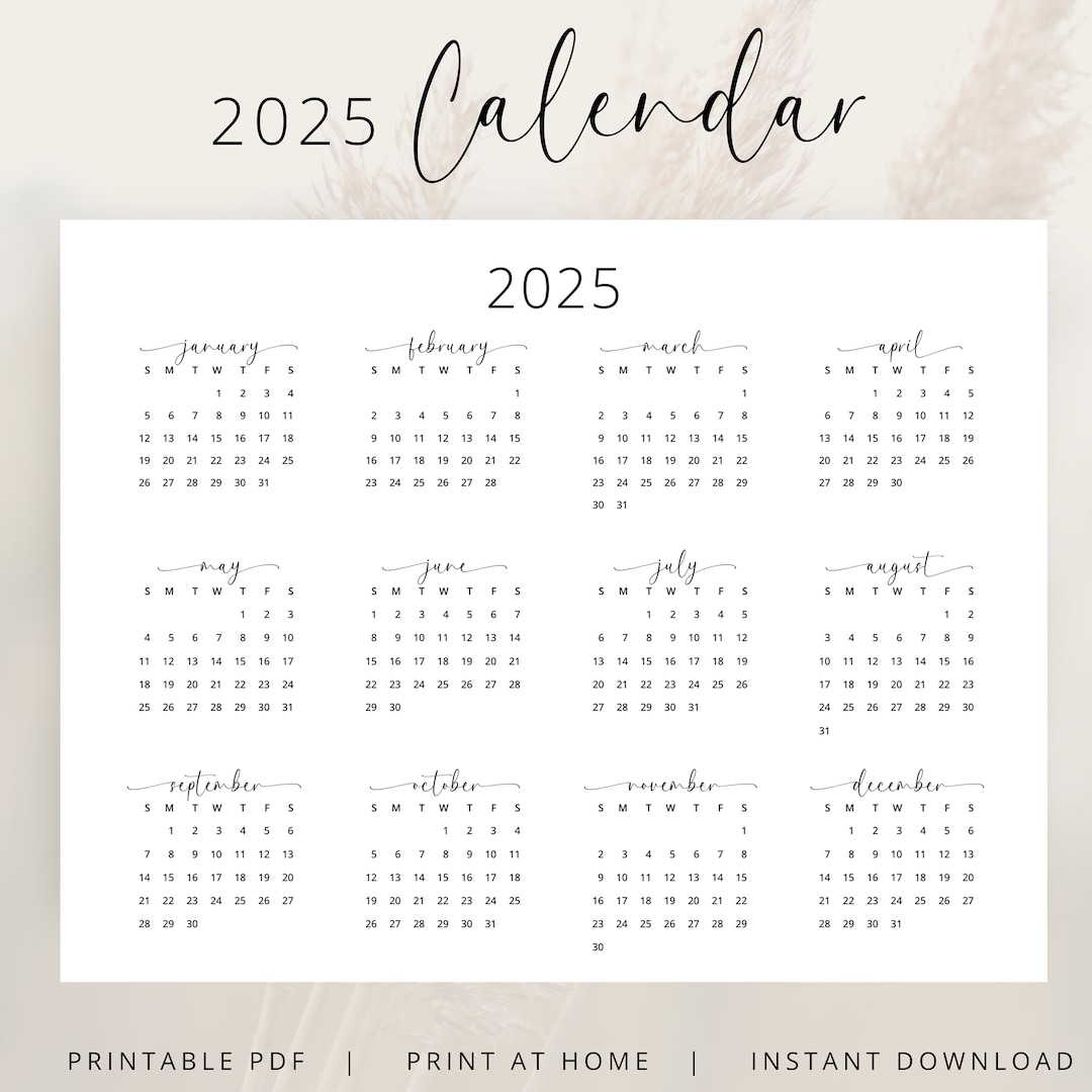 2025 Year Calendar 2025 Wall Calendar Landscape PRINTABLE PDF 2025 Yearly Calendar Horizontal A3 A4 Letter Monday & Sunday Start Elegant - Etsy 2025-year-calendar-2025-wall-calendar-landscape-printable-pdf-2025-yearly-calendar-horizontal-a3-a4-letter-monday-sunday-start-elegant-etsy