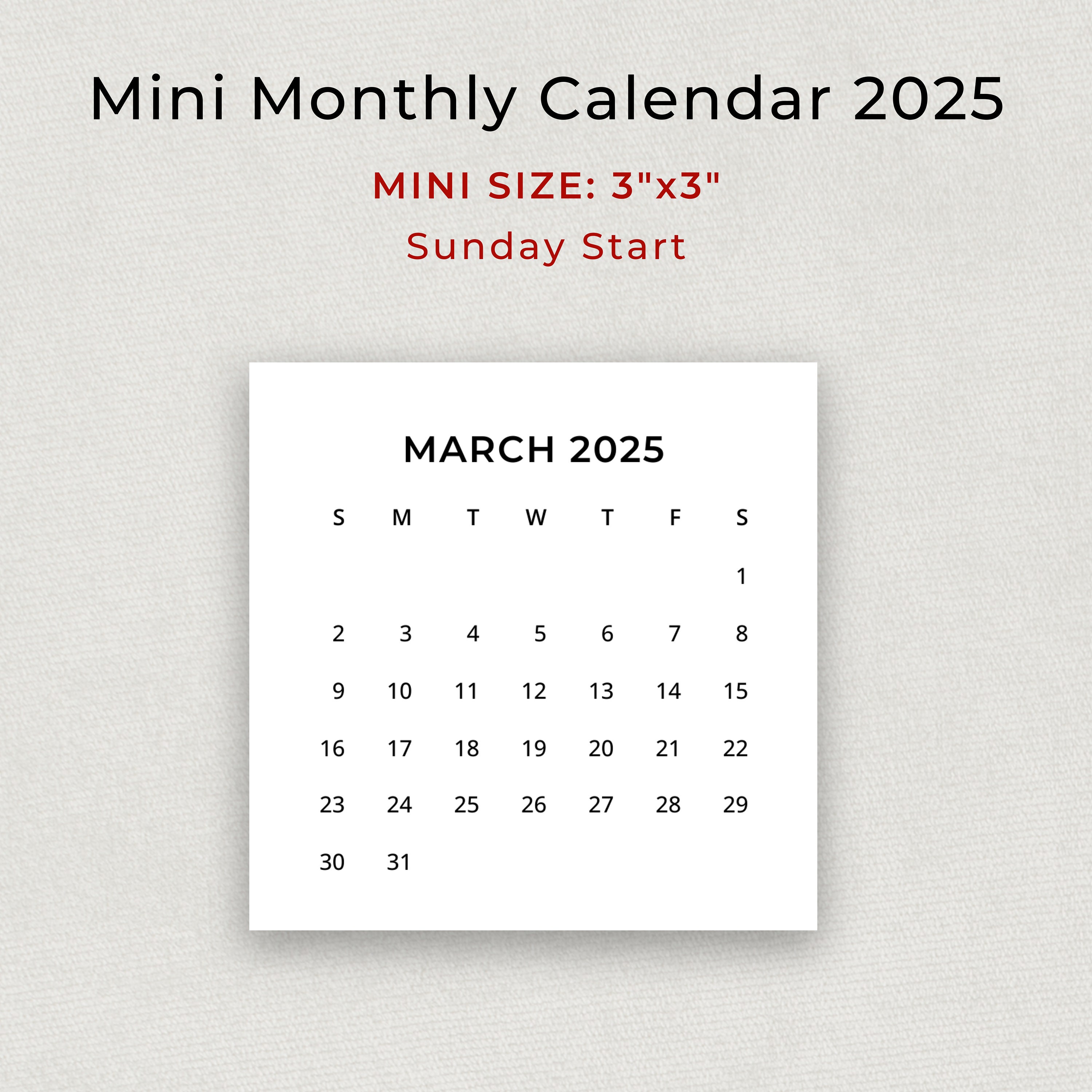 Minimal Mini Calendar 2025 Mini Calendar 2025 Small Calendar 3x3 Inch Minimal Mini Calendar 2025 Mini Calendar 2025 Small Calendar 3x3 Inch