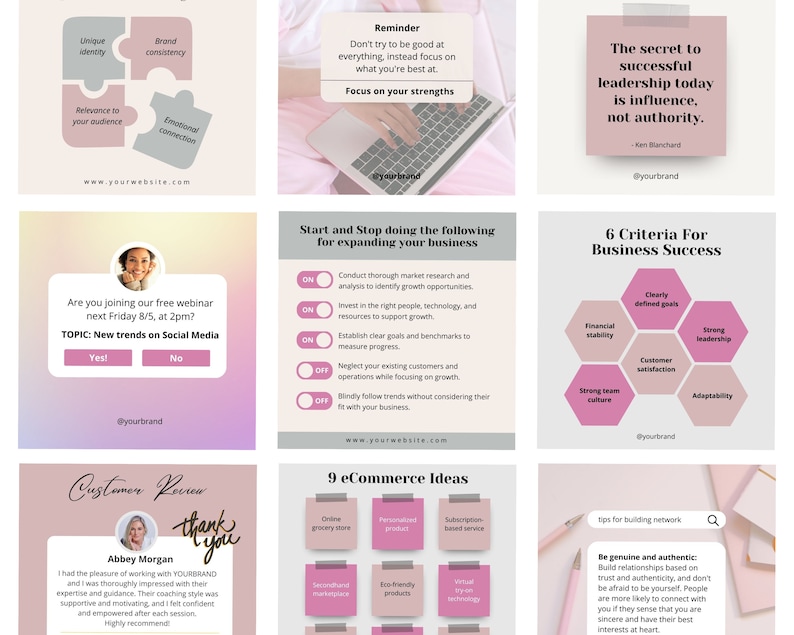 30 Business Coach Engagement Post Infographics Post Pink Linkedin Canva ...