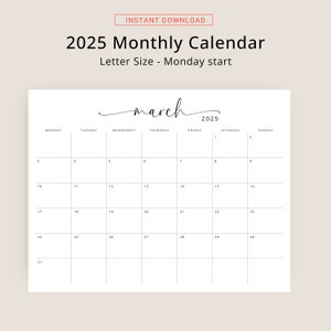 2025 Calendar 2025 Monthly Planner Landscape Elegant Monthly Calendar ...