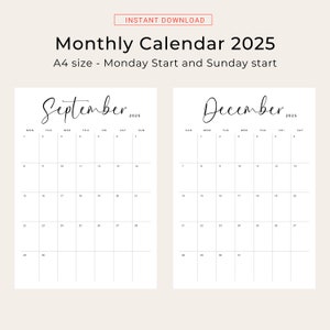 2025 Calendar 2025 Monthly Planner Printable 2025 Vertical Monthly ...