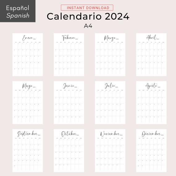 Calendario 2024 Y Planificador Mensual (Spanish) Graphic by Claustronautas  · Creative Fabrica