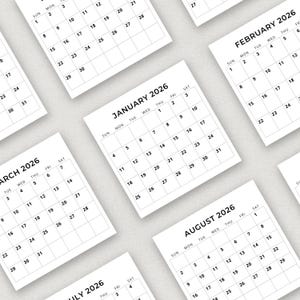 Mini planejador 2026 3 x 3 polegadas Mini calendário 2026 Planejador pequeno minimalista Calendário faça você mesmo Rastreador minúsculo Inserir PDF para impressão Início de segunda e domingo