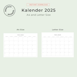 2025 Kalender 2025 Monatskalender German Calendar 2025 PRINTABLE Monthly Calendar in German 2025 Monthly Planner Minimal Germany A4 Letter