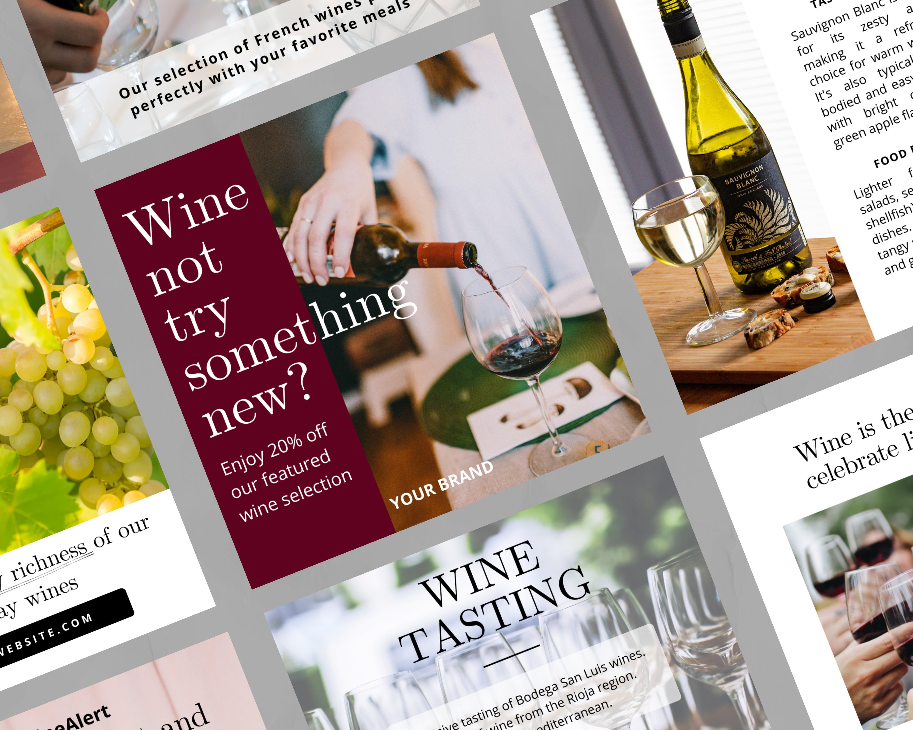 30 Wine Shop Instagram Canva Template Winery Social Media Template Wine ...