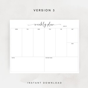 Printable Weekly Planner Elegant Weekly Schedule Landscape Planner Print At Home Weekly To Do List Week At A Glance PDF A3 A4 Letter Size