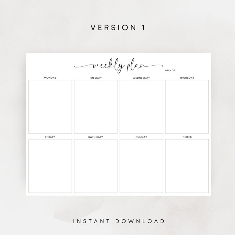 Printable Weekly Planner Elegant Weekly Schedule Landscape Planner Print At Home Weekly To Do List Week At A Glance PDF A3 A4 Letter Size