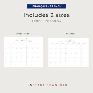 Calendrier 2024 Calendrier Français 2024 Planificateur Imprimable 2024 French Calendar 2024 French Planner PRINTABLE Wall Calendar French