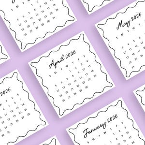 2026 Mini Calendar 2026 3x3 inch Desk Calendar Printable PDF Planner Insert Trendy 2026 Monthly Calendar DIY Planner Insert 2026 Whimsical