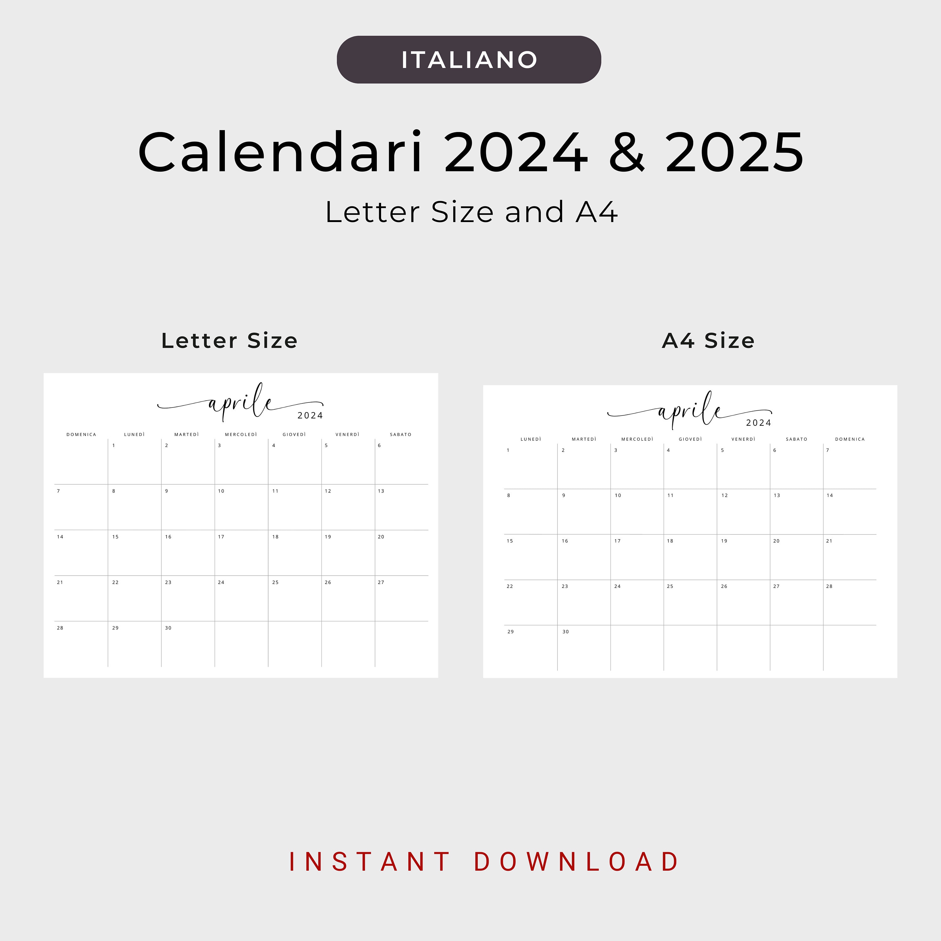 Calendario 2025 2025 Calendari in Italiano Stampabile 2025 2025 Italian