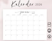 Kalender 2026 Kalender Deutsch Instant Download Printable 2026 Calendar in German PDF 2026 Desk Planner German A3 A4 Germany Wall Calendar
