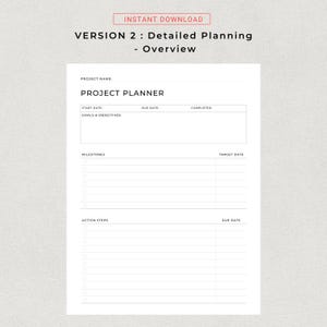 Project Planner Printable Productivity Planner Personal Project Planning Work Planning A4 US Letter Size Project Management Project Tracker